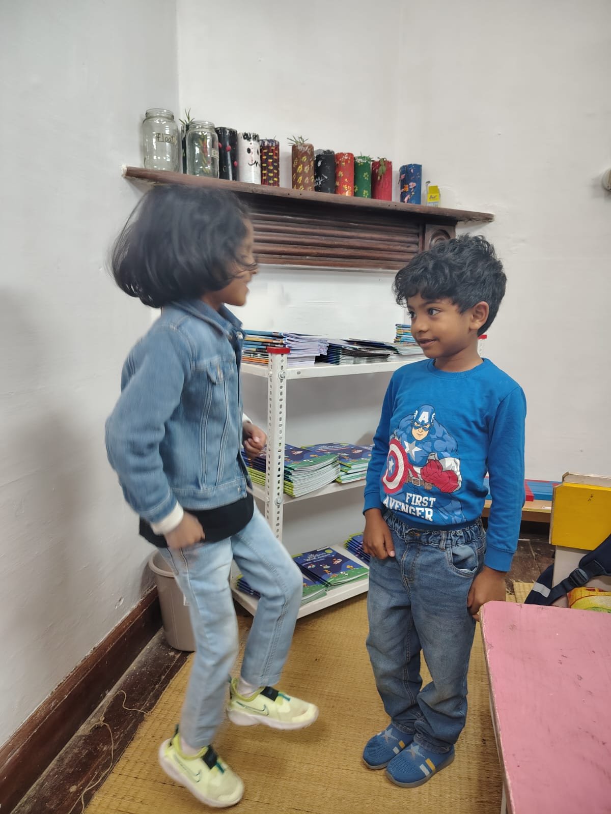 First Step children playing the action words game
