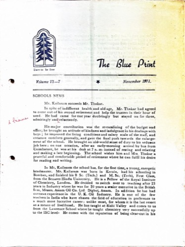The Blue Print, November 1971, Volume VI-7, cover