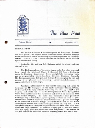 The Blue Print, October 1971, Volume VI-6, cover