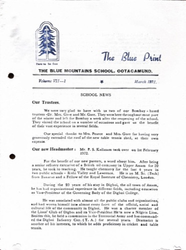 The Blue Print, March 1972, Volume VII-1, cover