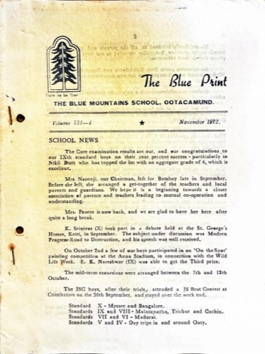 The Blue Print, November 1972, Volume VII-4, cover