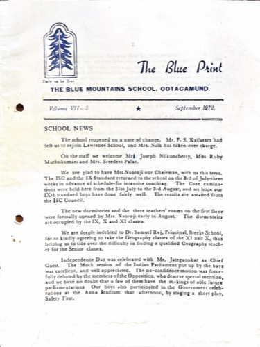 The Blue Print, September 1972, Volume VII-3, cover