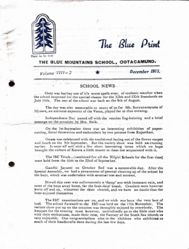 The Blue Print, December 1973, Volume VIII-2, cover
