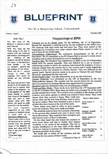 The Blue Print, November 2007, Volume I-3, cover