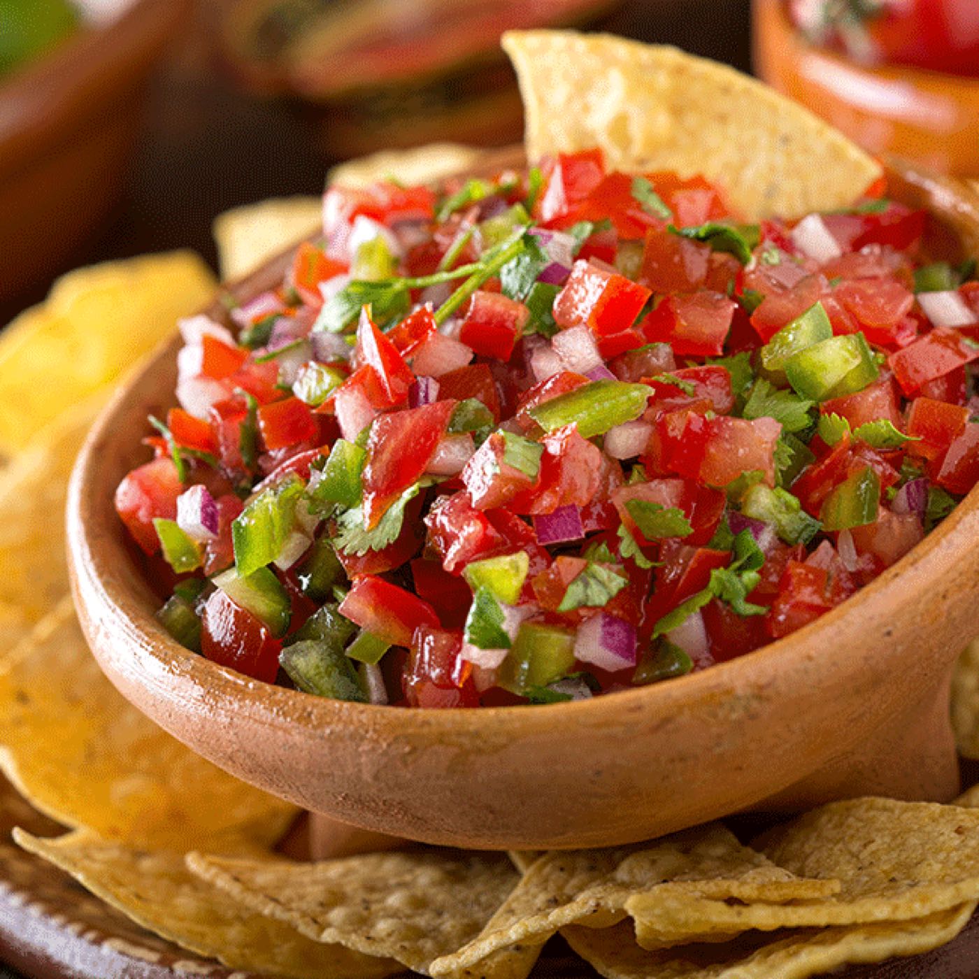 Salsa dip with tortilla chips